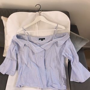 Off shoulder light blue shirt top size S/M